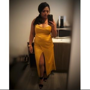 FashionNOVA mustard yellow long party dress